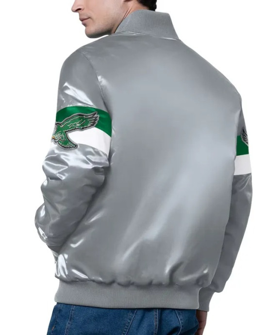 Philadelphia Eagles Triple Option Varsity Satin Jacket