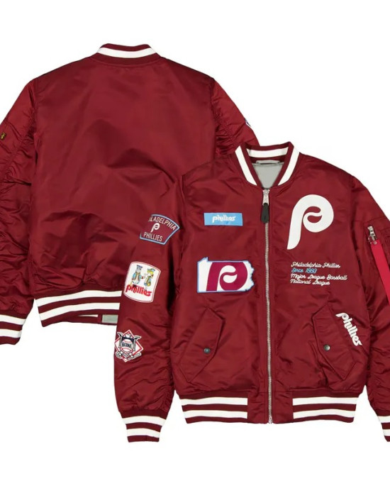Philadelphia Phillies Full-Zip Maroon Bomber Jacket