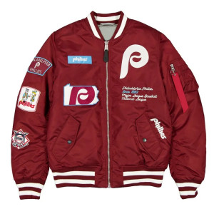 Philadelphia Phillies Full-Zip Maroon Bomber Jacket