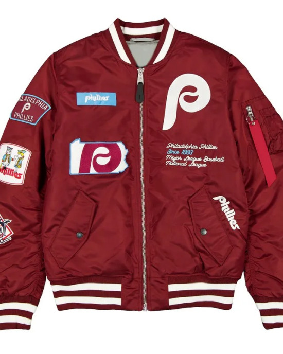 Philadelphia Phillies Full-Zip Maroon Bomber Jacket