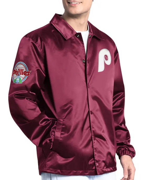 Philadelphia Phillies Point Man Coaches Burgundy Jacket