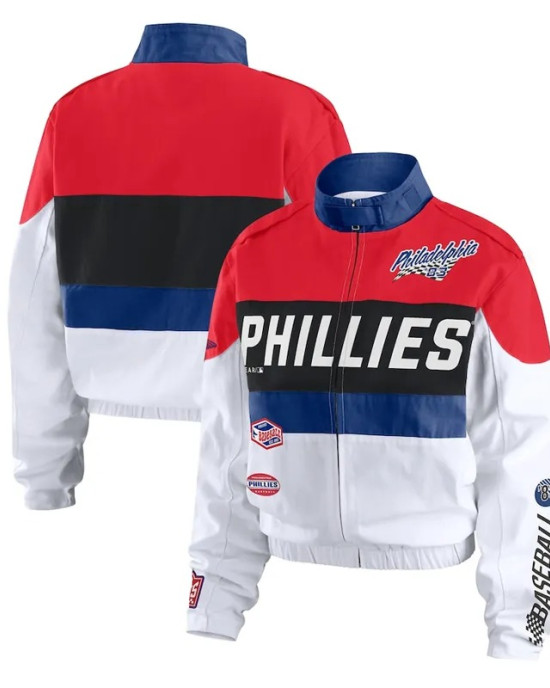 Philadelphia Phillies Racing Red/White Full-Zip Jacket