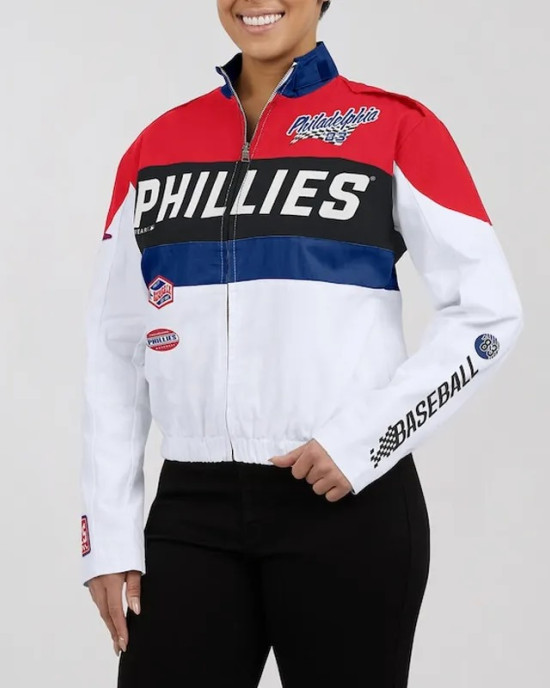 Philadelphia Phillies Racing Red/White Full-Zip Jacket