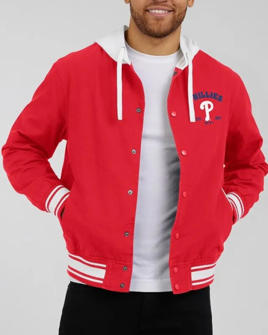 Philadelphia Phillies Red Cotton Hooded Jacket