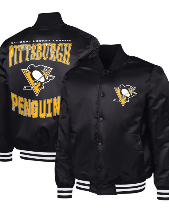 Pittsburgh Penguins Adaptive Bold Logo Varsity Satin Jacket