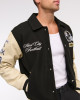 Pittsburgh Steelers Black and Eggshell Varsity Bomber Jacket