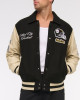 Pittsburgh Steelers Black and Eggshell Varsity Bomber Jacket