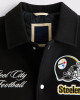 Pittsburgh Steelers Black and Eggshell Varsity Bomber Jacket