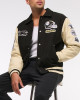 Pittsburgh Steelers Black and Eggshell Varsity Bomber Jacket