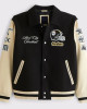 Pittsburgh Steelers Black and Eggshell Varsity Bomber Jacket