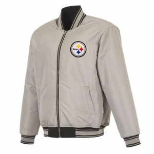 Pittsburgh Steelers Black/Gray Full-Zip Reversible Flight Jacket