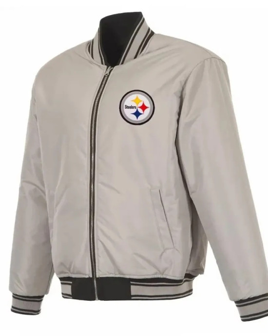 Pittsburgh Steelers Black/Gray Full-Zip Reversible Flight Jacket