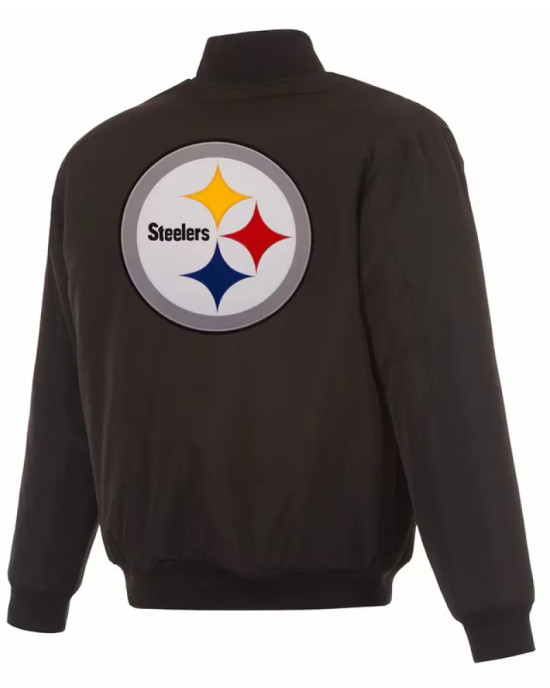Pittsburgh Steelers Black/Gray Full-Zip Reversible Flight Jacket