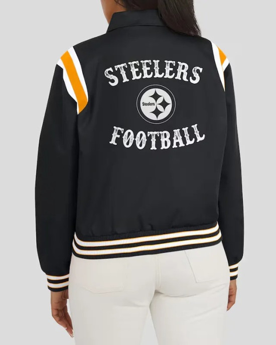 Pittsburgh Steelers Lightweight Black Varsity Satin Jacket