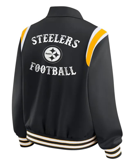 Pittsburgh Steelers Lightweight Black Varsity Satin Jacket