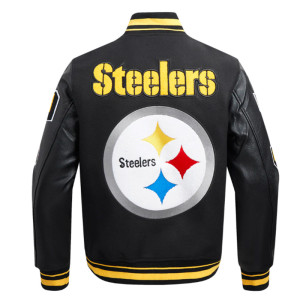 Pittsburgh Steelers Mashup Rib Varsity Wool/Leather Jacket