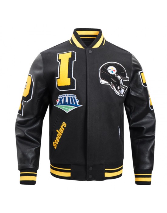Pittsburgh Steelers Mashup Rib Varsity Wool/Leather Jacket