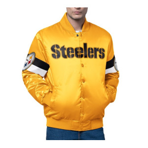 Pittsburgh Steelers Triple Option Varsity Satin Jacket