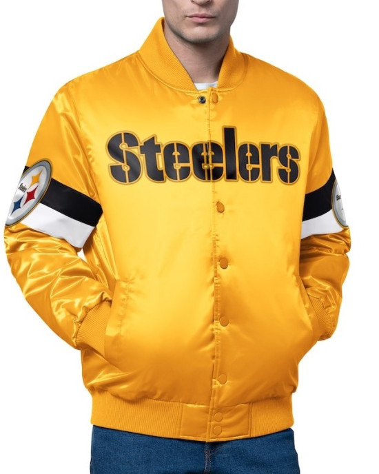 Pittsburgh Steelers Triple Option Varsity Satin Jacket