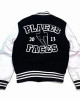 Places Plus Faces Black and White Varsity Jacket Places Plus Faces Black and White Varsity Jacket