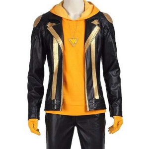 Pokemon Go Team Spark Black Leather Jacket