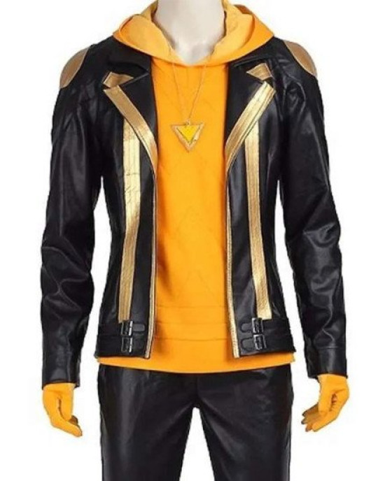Pokemon Go Team Spark Black Leather Jacket Pokemon Go Team Spark Black Leather Jacket