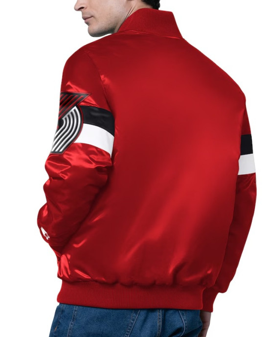 Portland Trail Blazers Triple Option Varsity Satin Jacket