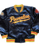 Powerline Varsity  Satin Black Jacket Full-Snap