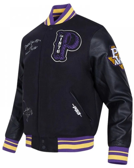 Prairie View A&M Black Varsity Wool/Leather Jacket Prairie View A&M Black Varsity Wool/Leather Jacket