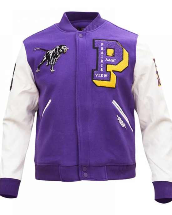 Prairie View A&M Purple and White Varsity Jacket Prairie View A&M Purple and White Varsity Jacket