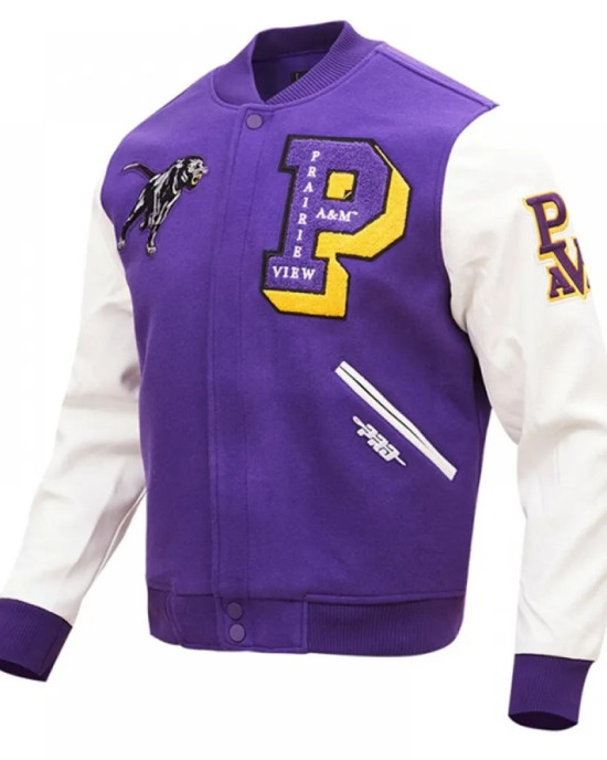 Prairie View A&M Purple and White Varsity Jacket Prairie View A&M Purple and White Varsity Jacket