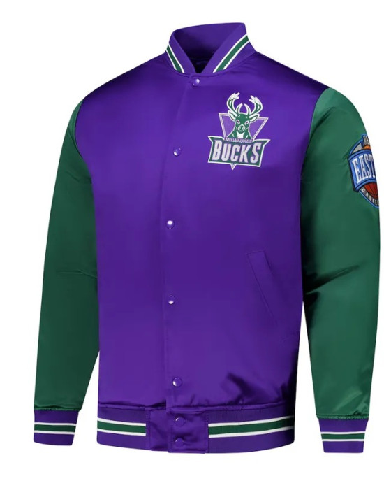 Primetime Milwaukee Bucks Purple and Green Jacket Primetime Milwaukee Bucks Purple and Green Jacket