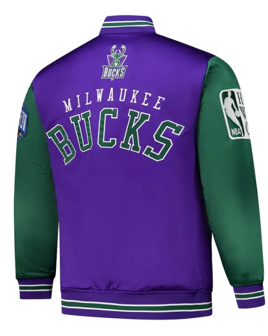 Primetime Milwaukee Bucks Purple and Green Jacket Primetime Milwaukee Bucks Purple and Green Jacket