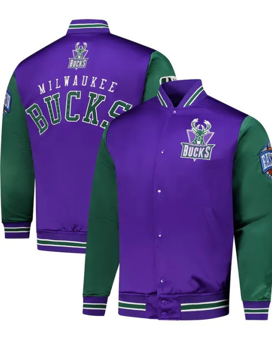 Primetime Milwaukee Bucks Purple and Green Jacket Primetime Milwaukee Bucks Purple and Green Jacket