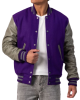 Purple Body & Grey Leather Sleeves Letterman Purple Body & Grey Leather Sleeves Letterman