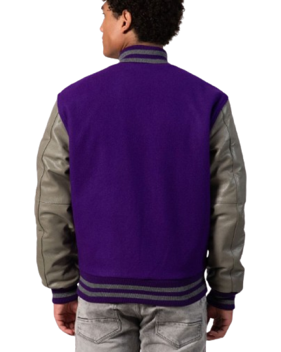 Purple Body & Grey Leather Sleeves Letterman Purple Body & Grey Leather Sleeves Letterman