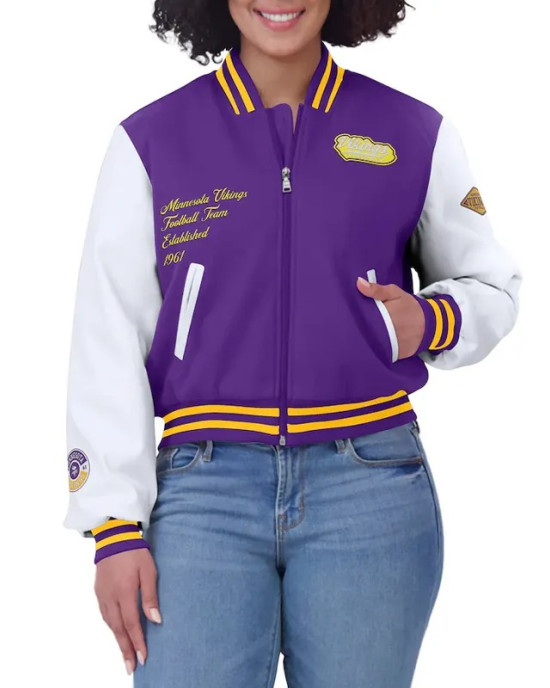 Purple/White Minnesota Vikings Varsity Full-Zip Jacket Purple/White Minnesota Vikings Varsity Full-Zip Jacket