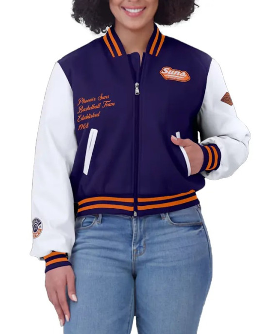 Purple/White Phoenix Suns Varsity Full-Zip Jacket