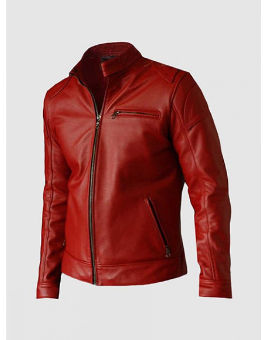Red Elegant Leather Jacket