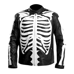 Rob Zombie Skeleton Bones Skull Black Leather Jacket