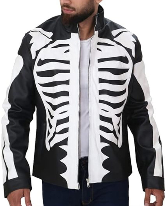 Rob Zombie Skeleton Bones Skull Black Leather Jacket Rob Zombie Skeleton Bones Skull Black Leather Jacket