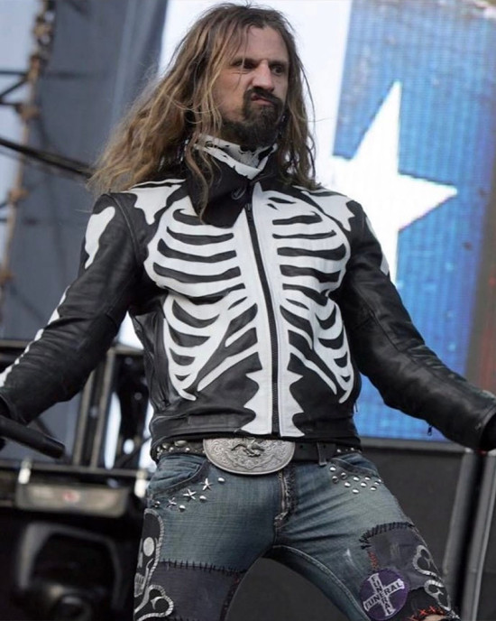 Rob Zombie Skeleton Bones Skull Black Leather Jacket Rob Zombie Skeleton Bones Skull Black Leather Jacket