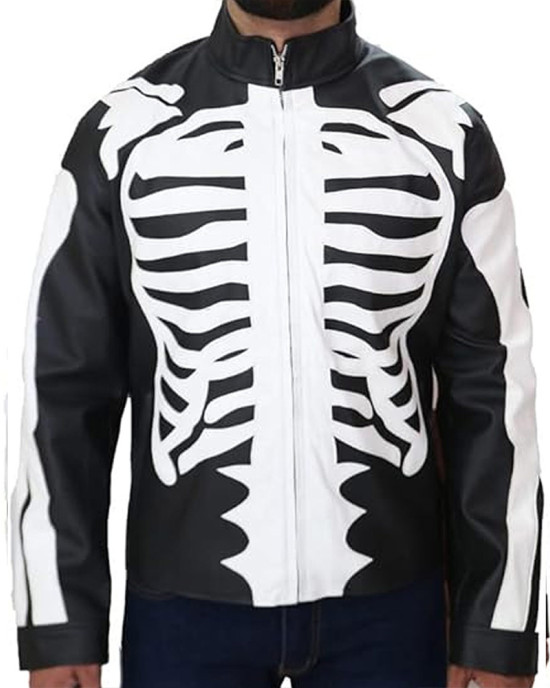 Rob Zombie Skeleton Bones Skull Black Leather Jacket Rob Zombie Skeleton Bones Skull Black Leather Jacket