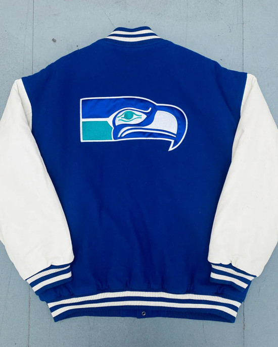 Royal and White 1990's Seattle Seahawks Varsity Jacket Royal and White 1990's Seattle Seahawks Varsity Jacket