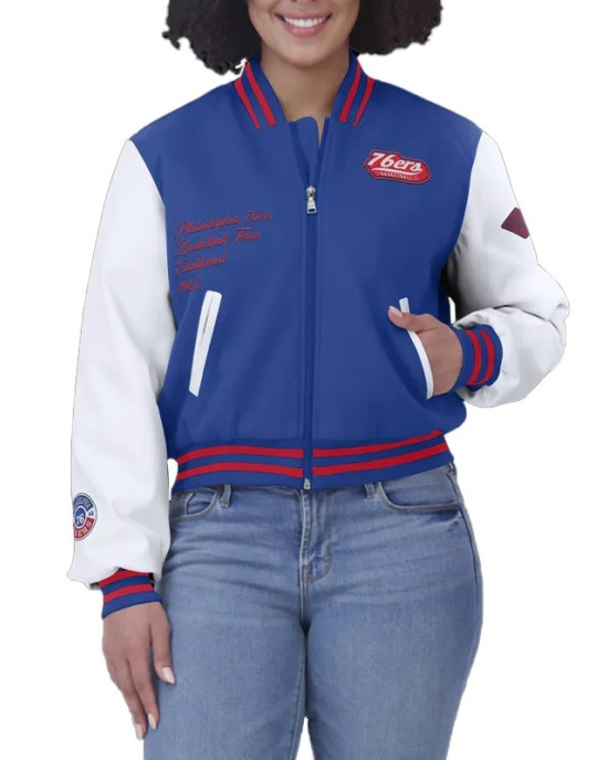 Royal/White Philadelphia 76ers Varsity Full-Zip Jacket Royal/White Philadelphia 76ers Varsity Full-Zip Jacket
