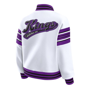 Sacramento Kings Snap Front White Fleece Jacket