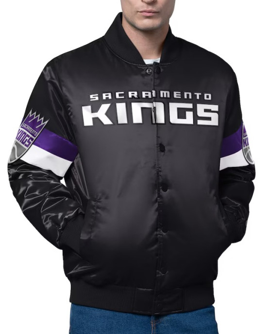 Sacramento Kings Triple Option Varsity Satin Jacket