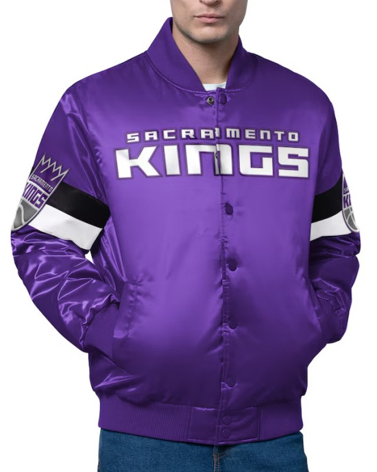 Sacramento Kings Triple Option Varsity Satin Jacket