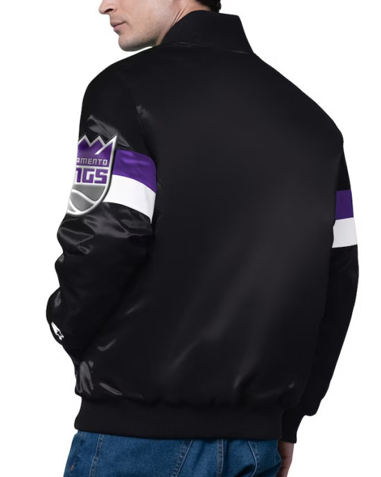 Sacramento Kings Triple Option Varsity Satin Jacket