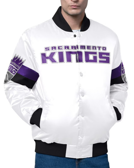 Sacramento Kings Triple Option Varsity Satin Jacket